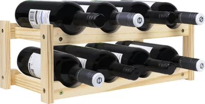 Produktbild von QUVIO Weinregal - Weinregal Metall - Weinregal schwarz - Weinregal - Stehendes Weinregal - Weinschrank - für 8 Flaschen liegend - Holz