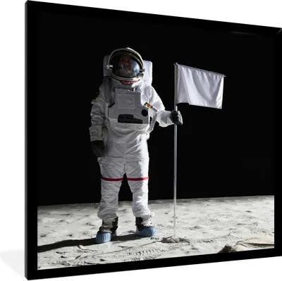 Produktbild von MuchoWow® Gerahmtes Poster Mond - Weltraum - Astronaut 40x40 cm - Poster mit Schwarzem Bilderrahmen Wandposter Rahmen Foto Bilder - Mit Rahmen - Wanddekoration Schlafzimmer