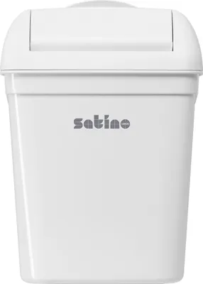 Produktbild von Satino by WEPA Abfalleimer - wahlweise frei stehend oder zur Wandmontage - aus weißem Kunststoff (8 Liter Kapazität - mini)