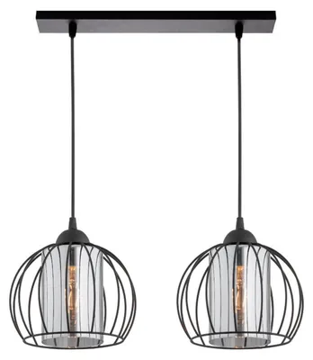 Produktbild von KAR-LIGHTING Pendelleuchte 2-flammig Schwarz, Metall – Hängeleuchte für Esszimmer & Küche, höhenverstellbar, E27-Fassungen