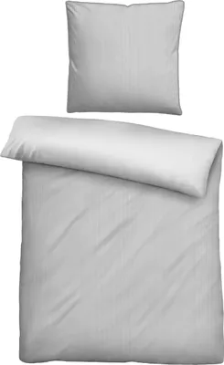 Produktbild von Biberna Mako-Satin Bettwäsche Feine Streifen 0615211-017, Größe 155x220 cm sturmgrau