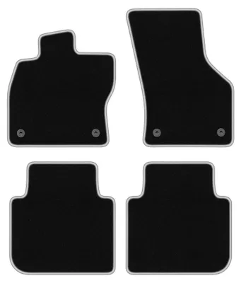 Produktbild von Velours-Fußmatten für Skoda Superb III 2015-2020 (Kombi/Limousine) – 4-tlg, Schwarz/Silber, passgenau – Wielganizator CARLUX