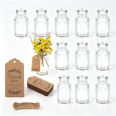 Immagine prodotto di Piccole bottiglie di vetro da 125 ml, confezione da 12, con etichette, ideali per decorazioni