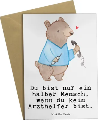 Produktbild von Mr. & Mrs. Panda Glückwunschkarte Arzthelfer Herz - Weiß - Geschenk, Ausbildung, Spruch, Grußkarte, einladungskarten, Medizinischer Fachangestellter, Krankenhaus, MFA