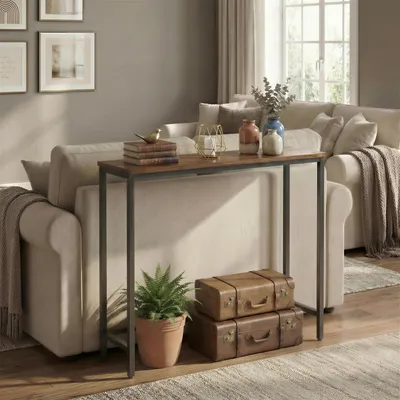Obrázek produktu pro VASAGLE konzolový stolek, úzký odkládací stolek, snadná montáž, do předsíně, 20 x 80 x 81,2 cm, hnědo-černý