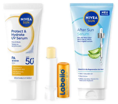 Produktbild von NIVEA SUN Protect Set - Serum, Lippenpflege, After Sun Serum
