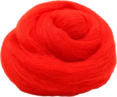 Produktbild von Filzwolle 20 g im Kammzug, ca. 90 cm Länge – 100% Wolle (Merino) Märchenwolle zum Nassfilzen und Trockenfilzen, Spinnen – Leuchtrot