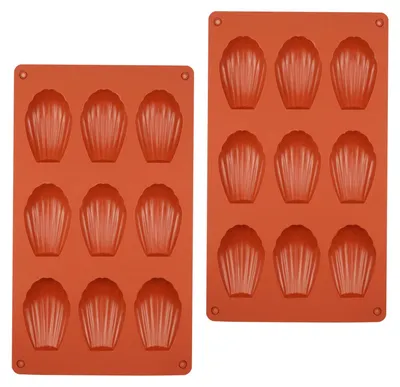 2er-Set Madeleine-Backformen aus Silikon, schelförmig, 29x17 cm