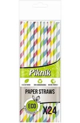 Zdjęcie produktu dla Papierowe słomki do napojów 24 sztuki kolorowe