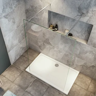 Produktbild von 157.7x200cm+ mit 2  F Form:90cm Stabilisator 8mm Nano Sicherheitsglas Walk in Duschwand Duschabtrennung