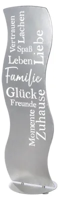 Immagine prodotto di Gilde Standrelief, Welle, "Glück - Familie", Spruch, Metall, silberfarben, VE 2, L. 24 cm, B. 30 cm, H. 88,5 cm Höhe: 88.50 cm Breite: 30.00 cm Tiefe: 24.00cm 69991