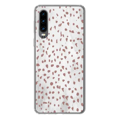 Produktbild von MuchoWow® Handyhülle Schutzhülle Hülle für Huawei P30 Polka dots - Braun - Weiß Silikon Softcase Handy Hülle - Kartenbesitzer