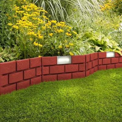 Produktbild von LED beleuchtete Solar Beeteinfassung Steinoptik 720cm Braun 16 Stück