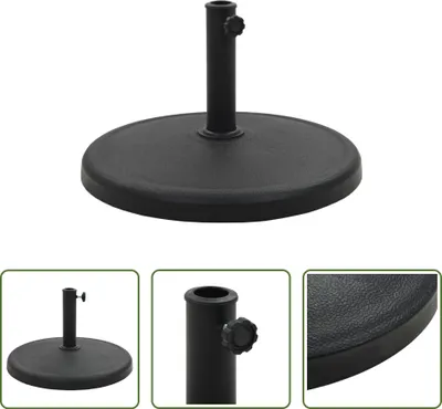 Image de The Living Store Pied de parasol Rond 19 kg Noir Polyrésine