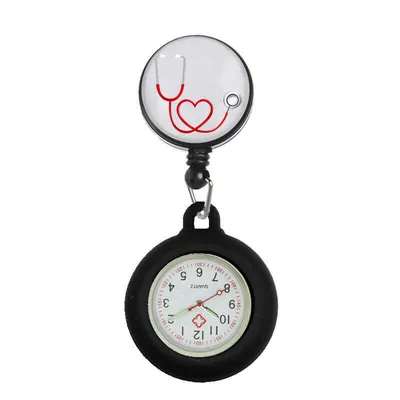 Produktbild von Nurse Watch Schwesternuhr Silikon ausziehbares Band Pulsuhr Kitteluhr Pflege Motiv 3 SW
