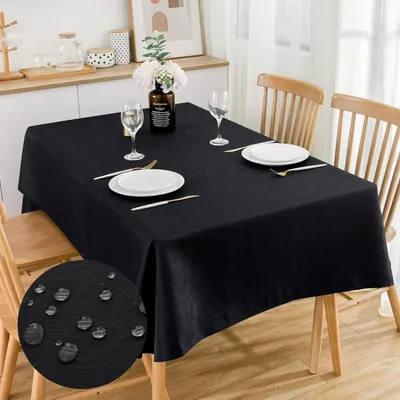 Productafbeelding van Jacquard tafelkleed, rechthoekig, 300 x 150 cm, Waterflow, zwart, 100% polyester