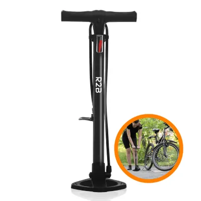 Produktbild von R2B Fahrradpumpe - Doppelventil - Holländisches Ventil/ Französisches Ventil/ Auto Ventil - für alle Ventile - Standpumpe