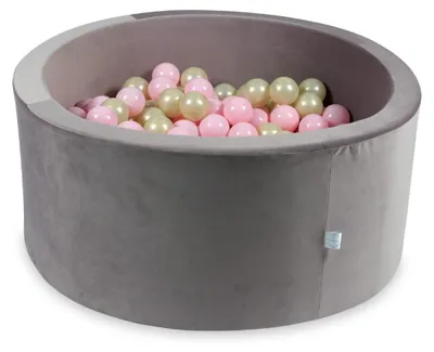 Productafbeelding van Ballebad, 300 ballen, 90x40 cm, fluweelachtig lila: lichtgoud, lichtroze