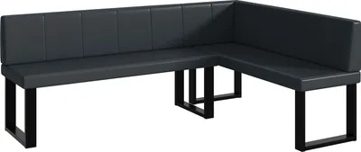 Produktbild von MEBLINI Eckbank für Esszimmer - Küchenbank - Essecke - Sitzecke Küche - PETER - U-Beine 142x196x87cm Rechts - Dunkelgrau Kunstleder
