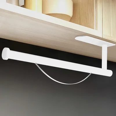 Produktbild von Küchenrollenhalter Ohne Bohren, Mit Abroll-Bremse Küchenpapierhalter Selbstklebend, Papierrollenhalter Edelstahl Küche Rollenhalter Wand oder Unter Schrank (Weiß)