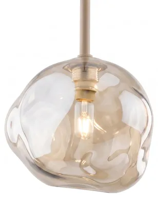 Produktbild von Hängeleuchte Metall Rauchglas D: 15 cm H: max. 150 cm Beige Cognac G9 rund Modern, KI-generiertes Bild