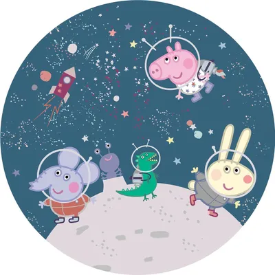 Produktbild von Sanders & Sanders selbstklebende runde Tapete Peppa Wutz Dunkelblau - 601298 - Ø 70 cm