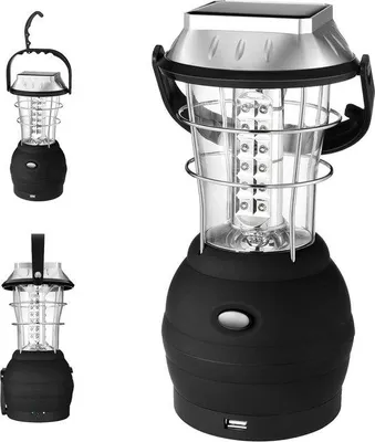 Immagine prodotto di Lampada da campeggio solare a 36 LED - molto luminosa, portatile - 5 modalità di ricarica