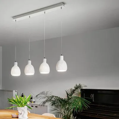 Image de Suspension Marina Moderne En Métal Et Céramique Blanche, 4 Lumières E27, Structure Élégante Pour Éclairage Intérieur 960 X 85 Mm