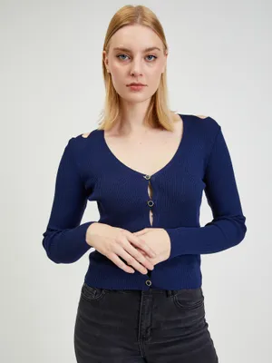 Produktbild von Orsay Dunkelblaue Damen Strickjacke mit Schlitzen DP-3547300__S