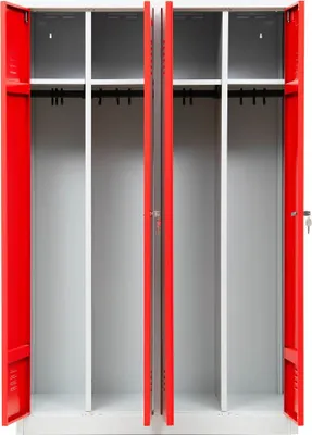 Produktbild von Gürkan Spind lichtgrau, feuerrot 104994, 2 Schließfächer 117,0 x 50,0 x 180,0 cm