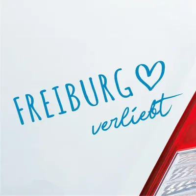 Produktbild von Auto Aufkleber Freiburg verliebt Herz Stadt Heimat Liebe Car 19x7 cm Hellblau Sticker Heckscheibenaufkleber