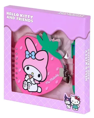 Produktbild von Hello Kitty My Melody Erdbeer-Set mit Tagebuch + 6-Farb-Kugelschreiber, Rosa
