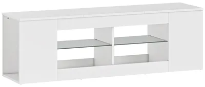Obrázok produktu pre TV skrinka s rozmermi 140 cm, s 6 priehradkami a 2 sklenenými policami | Farba: biela | Rozmery: 140 x 35 x 42,5 cm