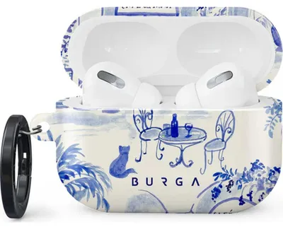 Produktbild von Schutzhülle für AirPods Pro 2, Burga Sobremesa, Weiß mit Blauem Muster