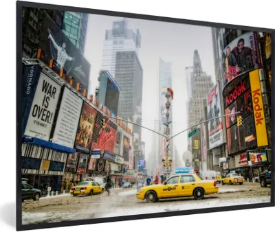 Produktbild von MuchoWow® Gerahmtes Poster New York - Taxi - Architektur 90x60 cm - Poster mit Schwarzem Bilderrahmen Wandposter Rahmen Foto Bilder - Fotorahmen - Foto-Plakat