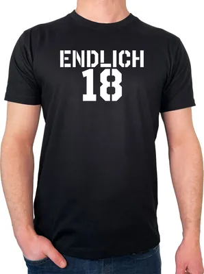 Produktbild von Huuraa Herren T-Shirt Endlich 18 Schriftzug M Black Bio Baumwolle Fairtrade Herrenshirt Geschenkidee