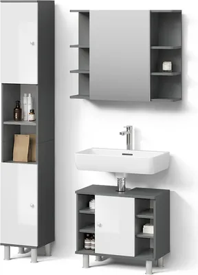 Immagine prodotto di Set mobili bagno Livinity Fucino Antracite 3 parti, con colonna, Model 52502