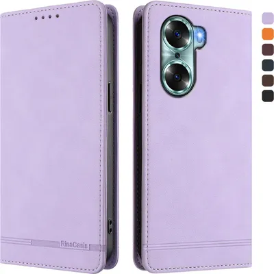 Image de Etui pour Honor 60, étui rétro en cuirPolyuréthaneavec support et fentes pour cartes Violet