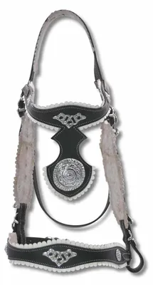 Produktbild von AMKA Prunkzaum Portugiesische Trense Barockzaum schwarz silber Ornamente PABLO
