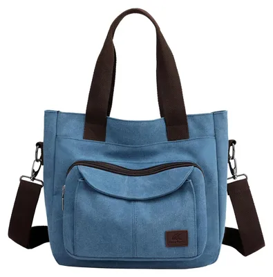 Productafbeelding van Vintage Canvas Handtas voor Vrouwen met Meerdere Vakken