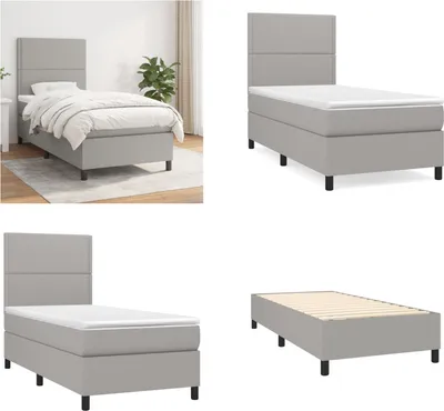 Immagine prodotto di vidaXL Letto boxspring con materasso in tessuto grigio chiaro 90x200 cm - Letto boxspring - Boxspringbetten - Bett - Schlafzimmermöbel