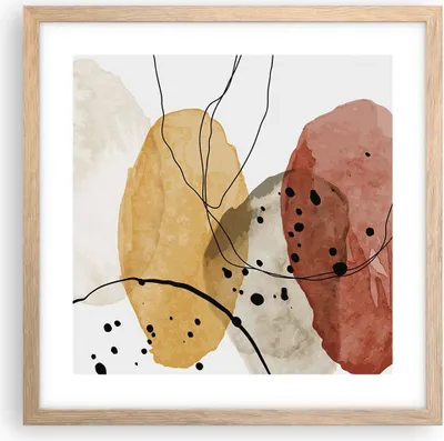 Produktbild von Gerahmtes Poster - Rahmen in heller Eiche - Aquarell Abstraktion Formen - 40x40 cm - Wand Bild - Wanddeko - Wandbilder - Kunstposter - Wandposter - Bilderrahmen - Bilder - Kunstdruck - P2NAC40x40-4658