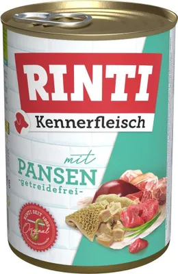 A can of Rinti Kennerfleisch Pansen dog food.