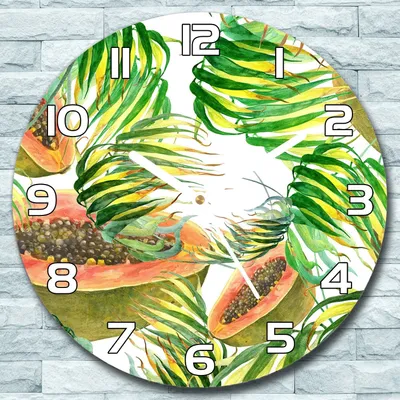 Produktbild von Wanduhr aus Glas Rund fi 30 Tropische Exotisches Quarz Deko Schlafzimmer Büro
