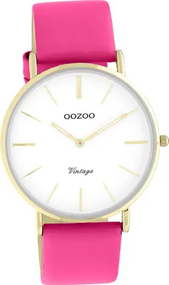 Produktbild von Oozoo Leder Damen Uhr Analog Quarzuhr Armband pink Vintage Series D2UOC20309
