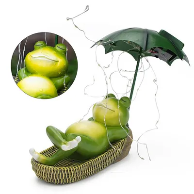 Produktbild von Wasserdichte Solar Frosch Skulptur, Solar Garten Figuren Ornament, LED Gartenlampe, Wasserdicht, Terrasse & Rasen Dekoration
