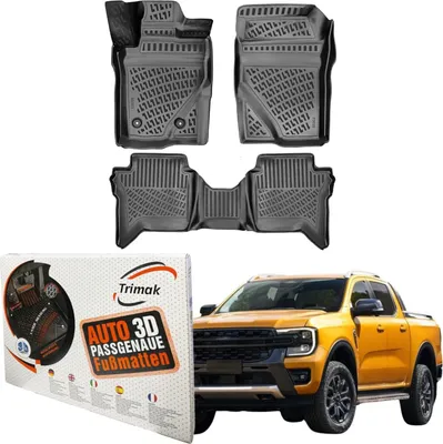 Produktbild von Trimak Autofußmatten kompatibel mit Ford Ranger 2012 - 2022 Auto Allwetter Gummimatten