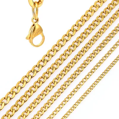 Produktbild von DonDon® Herren Halskette Panzerkette Edelstahl goldfarben Länge 56 cm - Breite 0,8 cm