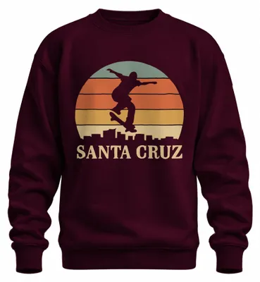 Zdjęcie produktu dla Santa Cruz Skateboard Skater Retro Sonnenuntergang Vintage Strand Bluza Uni  Pullover, bordowy, L