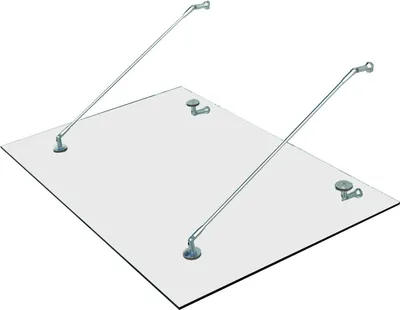 Immagine prodotto di Pensilina in vetro Pensilina per porta in vetro temperato Acciaio inossidabile 304 Vetro trasparente 3 dimensioni (150 x 90 cm) (M)